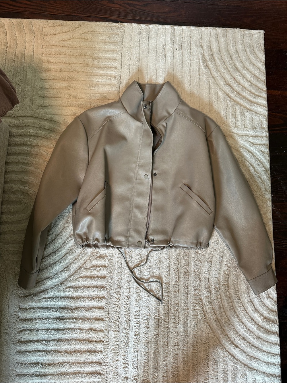 Women’s Taupe Cropped Bomber Jacket